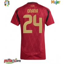 Camiseta Bélgica Amadou Onana #24 Primera Equipación para mujer Eurocopa 2024 manga corta